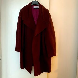 Jaeger London. Luxury wool dress coat. Burgundy. 18.